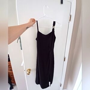 Cider Elegant Black Buckle Dress